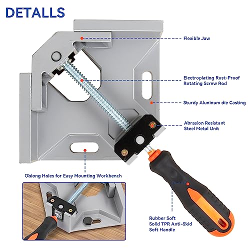 Corner Clamp for Woodworking 4PCS 90 Degree Right Angle Clamp - color: Grey