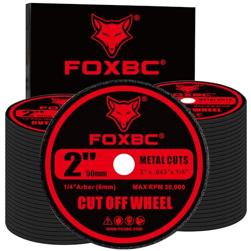 FOXBC 2 Inch Metal Cut Off Wheels for Die Grinder, 2" x .04" x 1/4", Cutting for Metal, Stainless Steel, Plastic - 100 Pack