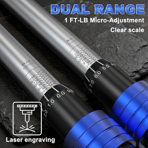 1/4 3/8 1/2 9PC Torque Wrench Set 20-220 In lb,5-45 &10-170 Ft lb,3 extension bar & 3 adapter,3% Accuracy,72 T,Chrome plated,anti-rust,no scratch & wear-resistant than Black,for DIY, bike,car & truck