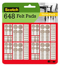 Scotch Felt Pads Value Pack, 648 Pcs, Round, Beige, Easy-to-apply, Self-Stick design, Reliable protection from nicks, dents and scratches, Assorted Sizes 3/8", 3/4", 1" & 1.5" inch Pads (SP845-4)
