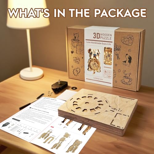3D Wooden Puzzles for Adults-Bulldog Clock Puzzle-Adult Crafts - color: Bulldog Clock