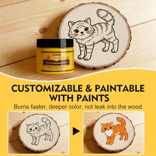 6oz Wood Burning Paste Gel,Scorch Burn with Squeegee &Test Stencil