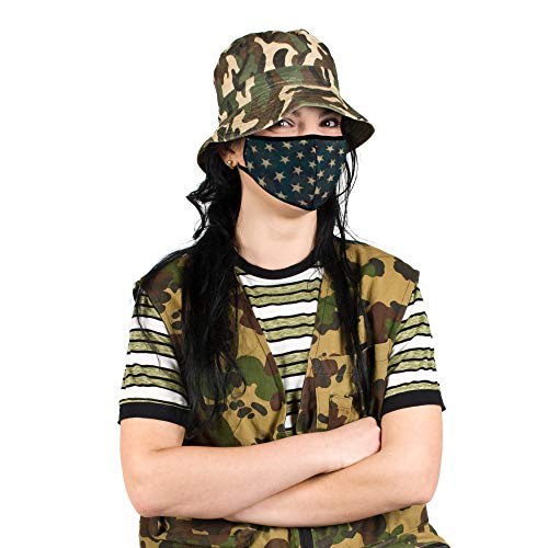 Cloth Face Mask for Women, Men - Reusable Fabric Masks with Nose Wire - color: 3 Pcs Stars Camo