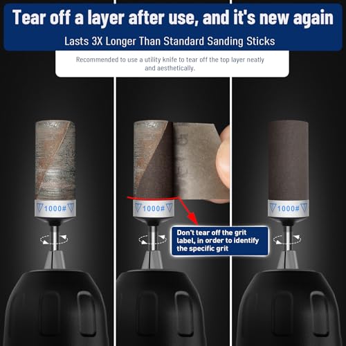 10Pcs 7000 Grit Sanding Drums Sandpaper Sticks Set for Dremel Rotary Tool with 1/8" Shank Sanding Bits Kit Rotary Tool Accessories Suitable for Final Polishing Metal and Jewelry (7000 Grit) - style: 7000 Grit