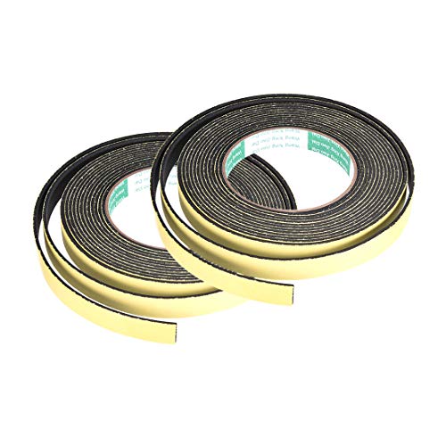uxcell Sealing Foam Tape 15mm Wide 2mm Thick 5m/16.4ft Long, Self Adhesive Weather Strip for Window Door Insulation, Pack of 2 - size: 15mmx2mmx5m