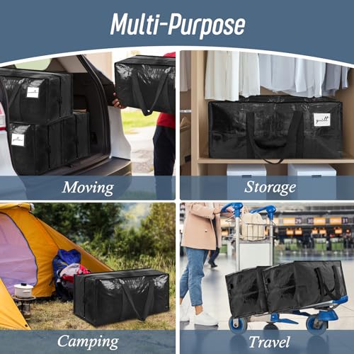 6 Pack Extra Heavy Duty Large Moving Bags with Strong Zipper, Black - color: Black, size: 6 Pack