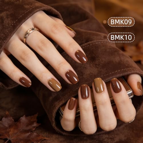 JODSONE 36Pcs Autumn Gel Nail Polish Set 32 Colors with 4 Functional | Base Coat Glitter & Matte Top Coat Nude Brown Gel Polish Set for Salon at Home DIY Nail Art - color: B31