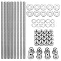 52 Pcs Stainless Steel M6 Screw Assortment Kit 8 Pcs 10"(255mm) Long M6 Fully Threaded Rod 16 Hex Lock Nuts 8 Acorn Cap Nuts and 20 Flat Washers