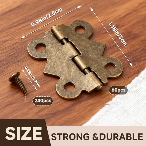 LEFTSTARER 60Pcs 1.2In Antique Cabinet Door Hinges with Screws, Bronze Butterfly Style, Small Hinges for Crafts Cabinet Wooden Jewelry Boxes (A.60 Butterfly Hinges) - color: A.60 Butterfly hinges
