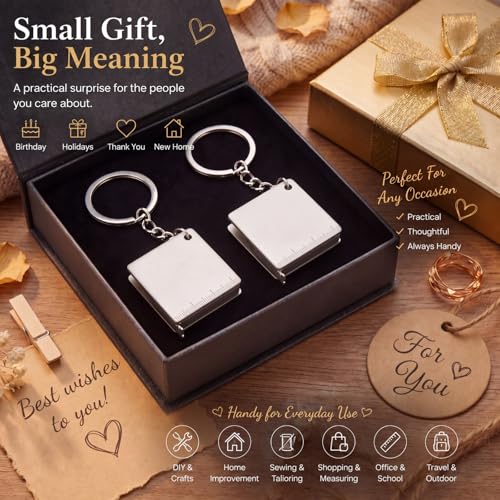 Quelay 2 Pcs Mini Tape Measure Keychain,Small Measuring Tape, Silver - color: Silver