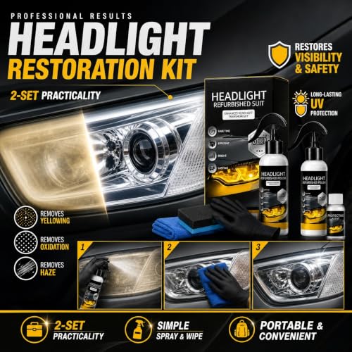 2 Pack Car Headlight Restoration Kit, 100ml + 20ml Refill, No Sanding