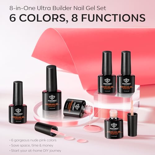modelones Builder Nail Set, Base Colors 8-in-One Jelly Nude,6 Colors - color: B3-Crimson Blush