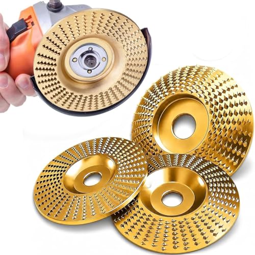3PCS Angle Grinder Polishing Pad,Tungsten Carbide Cutting Wheel,Heavy-Duty Wood Carving Disc Set for 4" & 4-1/2" Grinders, Grinding Wheel Wood Carving,Woodworking Attachment for Shaping Polishing