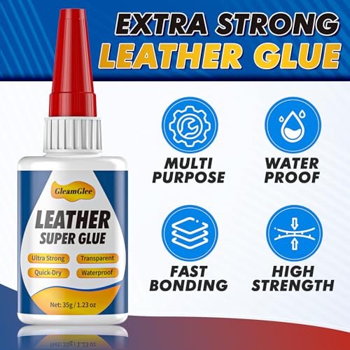 Leather Glue 1.23 oz, Ultra Strong Waterproof Flexible Clear Adhesive