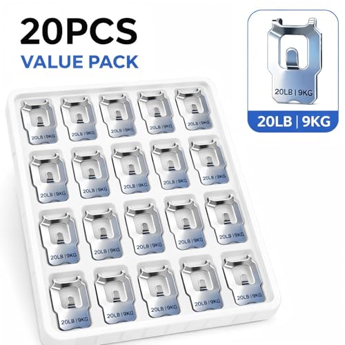 20 Pack Claw Drywall Picture Hangers - Heavy Duty No Drill Wall Hanging Hooks Supports 20LB, Hardened Steel Picture Hanging Kit for Drywall, Strong Wall Mount Hangers for Heavy Frames, Mirror, Art