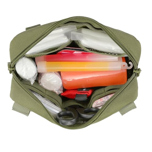 FRTKK Tactical Molle Admin Pouch Utility Laser Cut EDC Tool Pouch Bag Horizontal Modular Pouches Include US Flag Patch and Keychain - color: Army Green