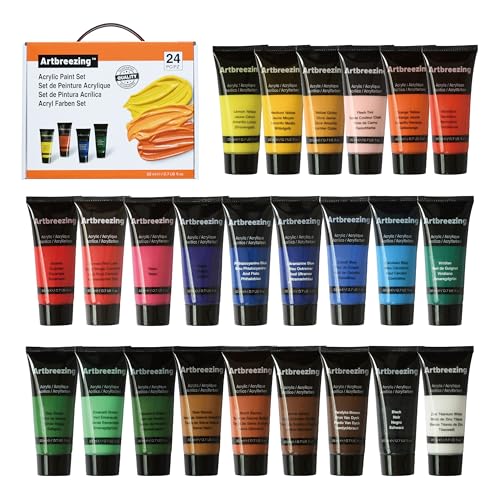 24 Colors Professional Acrylic Paint Set, Artist Paint Supplies - color: 24 Colors