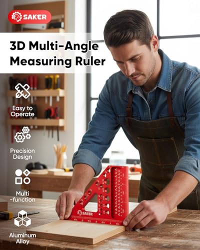 Saker 3D Multi-Angle Measuring Square Tool, Aluminum Alloy Carpenter Square - size: 4.4inch