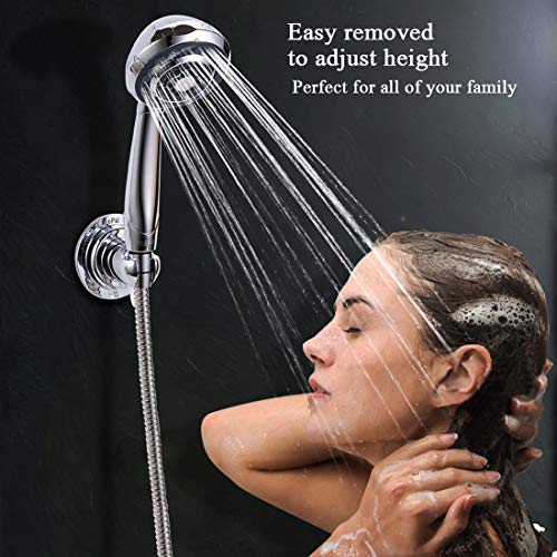 JiePai Suction Cup Shower Head Holder for Handheld Shower,Chrome | Suction cup holder,No-drill wall mount,fits 3/4 handheld,Works on tile glass metal,Removable,For bathroom/RV - color: Holder-Chrome