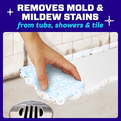 Mr. Clean Magic Eraser Sponge, Bathroom Cleaner, Shower Cleaner, Tub Cleaner, Soap Scum Remover, Bathroom Cleaning Supplies, Dawn Cleaning Power with Febreze Lavender Scent, 5ct - size: 5 Count (Pack of 1)