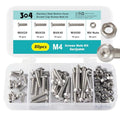 M4 x 20mm 30mm 40mm 50mm Button Head Socket Cap Screws Bolts and Nuts, Stainless Steel 304, Bright Finish, Metric Allen Hex Drive, Fully Thread, Assortment Kit 80PCS - size: Button M4x20-50mm+Nuts