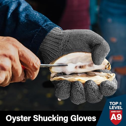 Schwer Ultimate Cut Resistant Gloves Beyond ANSI A9, Reinforced Stainless Steel Glove, Food Grade Mesh Metal Gloves for Butcher Meat Cutting, Oyster Shucking, Mandoline, PR1708 (S, 1 PCS) - size: Small (Pack of 1), style: 4.0 Reinforced Steel