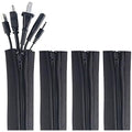 4 PCS Zipper Cable Organizer Sleeves, Cable Management Sleeve for TV and Computer Cords, Black Polyester, Reliable and Easy to Use ，and Effectively Prevent Pets from Chewing