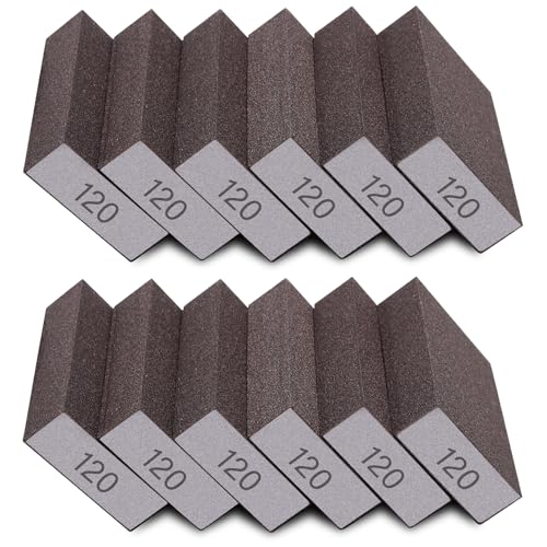 12Pcs Sanding Sponge 120 Grit Medium Sanding Blocks for Drywall Metal Wood Washable and Reusable - size: 12PCS-120 Grit