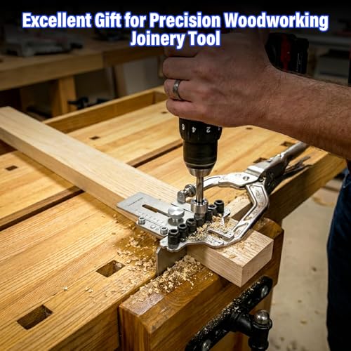 08359 Stainless Dowelling Jig Kit with 1/4", 3/8",and 1/2" All Sizes,High-Strength & Precision Stainless Steel Material with Wall Bracket