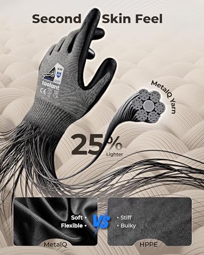 toolant ComfyCut A3 Cut Resistant Work Gloves, ANSI & EN388 Certified Protection with Superior Comfort, Fiberglass-Free, Touchscreen & Flexible Grip, for Fishing, Gardening, DIY, Assembly, XX-Large - size: XX-Large