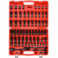 3/8" Impact Socket Set 67PCS, SAE & Metric Socket Set with Shallow & Deep Sockets, with Ratchet Wrench, Swivel Sockets, Extension Bars, Adapters, Impact Universal Joint, Spinner Handle - color: 3/8-67pcs
