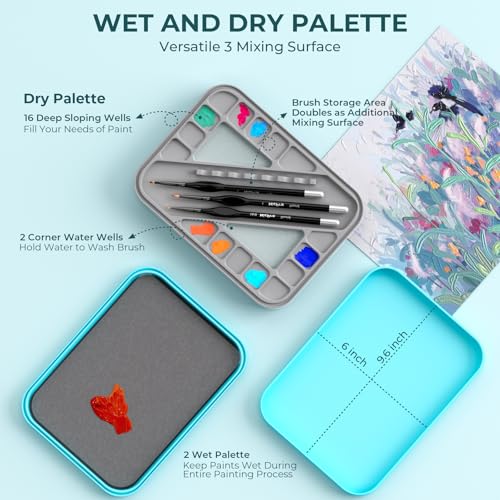 Nicpro Miniature Painting Kit with Wet Palette, Detail Paint Brush Drybrush - color: Blue