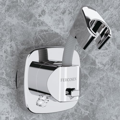 Shower Head Holder with Suction | 360° Swivel | Silver - color: Silver