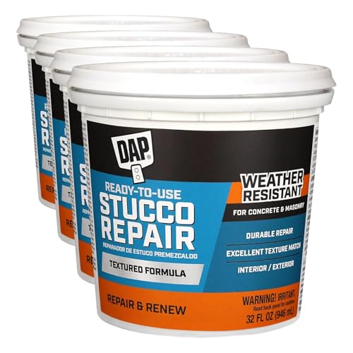 Dap 10504 All-Purpose Ready-to-Use Stucco Patch, 1-Quart (Pack of 4) - size: 1 Quart (Pack of 4)