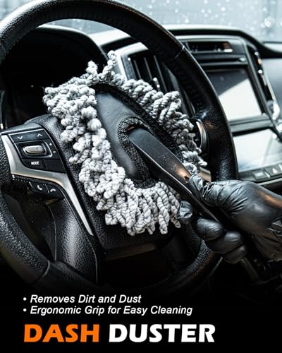 8PCS Car Detailing Brush Set, Interior Car Cleaning Kit with Dash Duster - color: Gray
