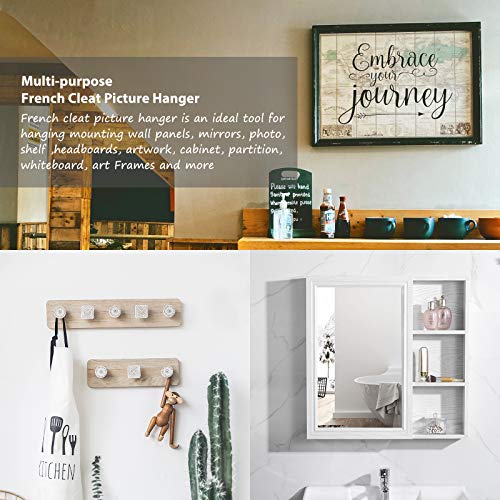 French Cleat Picture Hanger, Aluminum Z Hanger Interlocking Wall Mounting Bracket Hardware Kit Z Clips for Hanging Wall Painting, Mirrors, Panels, Artwork, Cabinet, Whiteboard (2inch-6Pairs) - size: 2inch-6Pairs, style: Standard thick