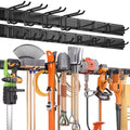 99 Inches Garage Storage, UUP Garage Organization, Wall Mount Garden Tool Organizer, Max 1000lbs Adjustable Metal Hook, Yard Shed Hanging Utility Rack, Heavy Duty Shelving for Rake Broom Mop Snowboard - size: 99" Alloy Steel with 6 Panels & 14 Hooks