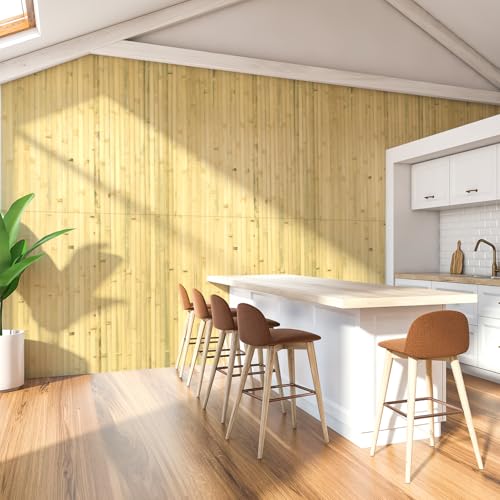 Art3d 48 x 96 in Pole Wrap Natural Bamboo Wall Panel, 1-Pack, Natural - color: Natural, size: 1-48 inches x 96 inches