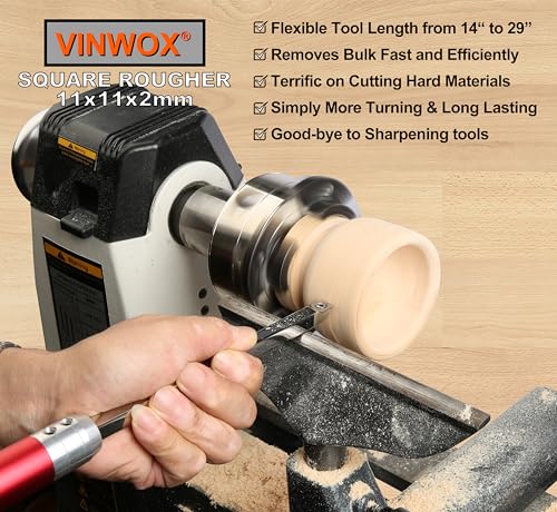 9 PCS Carbide Wood Lathe Turning Tool Set, Pen Turning tools, Including Swan Neck Hollower, Rougher, Finisher, Detailer, Aluminum Handles from 14" to 29", Fine Polished Stainless Steel Shank - size: 9pcs ALU Handle