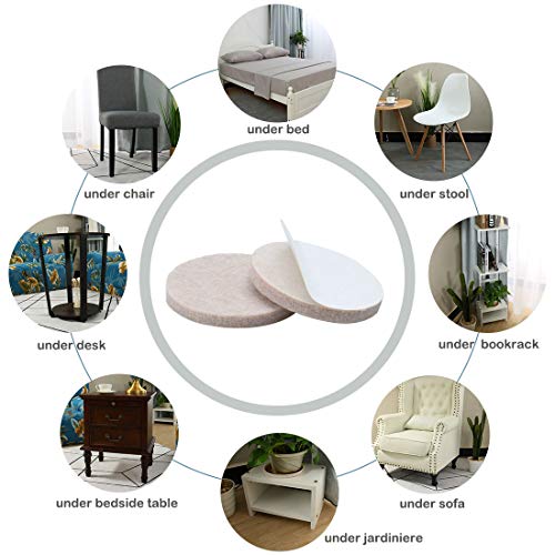 uxcell 24pcs Furniture Pads Round 1 3/8" Self-stick Non-slip Anti-scratch Felt Pads Table Floors Protector Beige