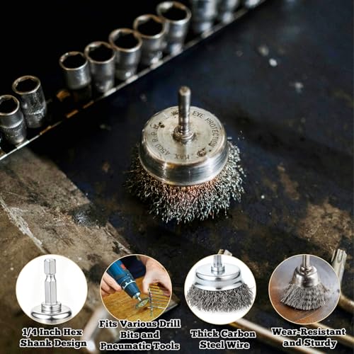 36 Pcs Wire Brushes for Cleaning Stainless Steel/ Nylon/ Brass Metal Brush Set with Curved Handle Grip Carbon Steel Wire Wheel for Drill Grinder Wire Brush for Rust Paint and Dirt Removal