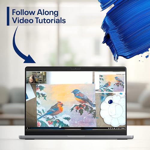 Painting4Real DIY Art Painting Kits for Adults with Video Tutorials - 9 Peices Acrylic Paint Sets, Learn to Paint Winter Birds, Painting & Art Set Supplies for Adults, Teen, Beginners & Art Lovers - color: Winter Birds