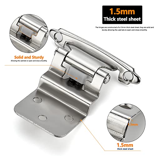 Ravinte 3/8" Inset Satin Nickel Cabinet Hinges 60 Pack (30 Pairs) - color: Satin Nickel