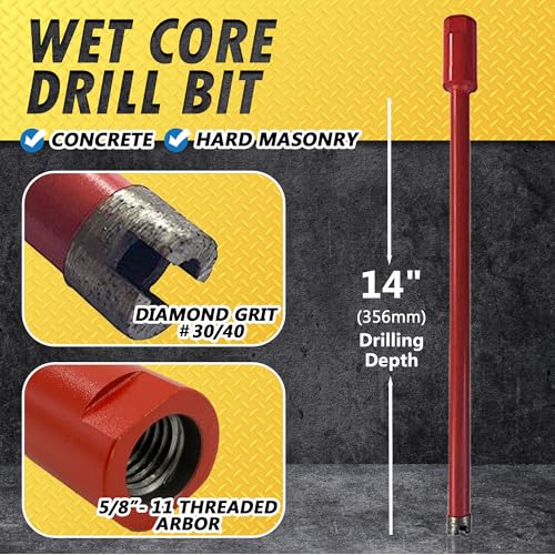 1" Wet Diamond Core Bit for Concrete & Masonry, 5/8"-11 Arbor - size: 1 Inch