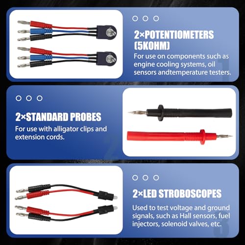 110 Pcs Automotive Circuit Test Lead Kit, Multimeter Test Leads Kit, Electrical Test Kit, Back Probe Kit Automotive, Relay Wire Connector Kit (with Black Carrying Case), Alligator Clips - color: Black