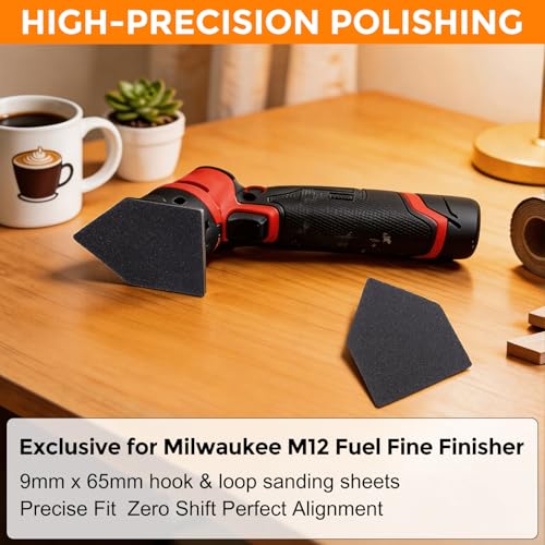 POLIWELL Silicon Carbide Sandpaper 50-Piece Pack 90mm x 65mm 180 Grit Triangle Sanding Sheets with Hook & Loop Fastening Replacement for Milwaukee M12 Orbital Detail Sander Accessories - size: 180 Grit