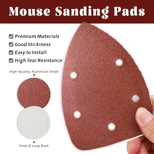 50 Pcs 80 Grit Mouse Sandpaper, Aluminum Oxide Mouse Sanding Pads - size: 80 Grit