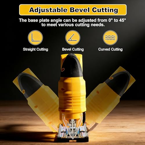 Cordless Jig Saw Compatible with Dewalt 20V Battery, Brushless Jig Saw with 6pcs Blades, 4 Orbital Sets for Wood, Plastic and Metal Cutting (Tool Only, No Battery)