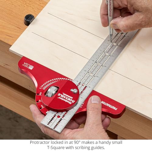Woodpeckers inDexable Square System, 18 Inch Protractor & T-Square in One, Feature Packed Woodworking Tool - color: Standard, style: Protractor