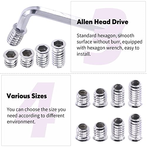Swpeet 50Pcs 5/16" -18 x 20mm White Zinc Plated Carbon Steel Carbon Furniture Screw in Nut Threaded Wood Inserts Threaded Inserts Bolt Fastener Connector Hex Socket (5/16" -18 x 20mm) - size: 5/16" -18 x 20mm